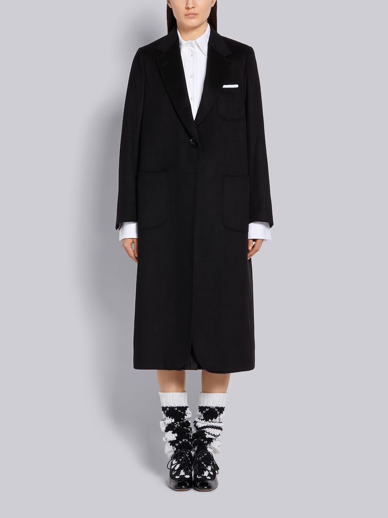 Black Cashmere Zibeline Elongated Sack Overcoat