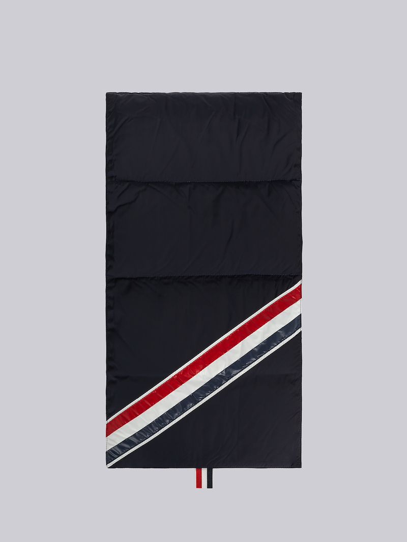 Black Downfilled Poly Twill Multicolor Stripe Scarf