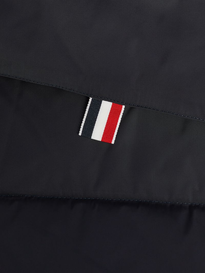 Black Downfilled Poly Twill Multicolor Stripe Scarf