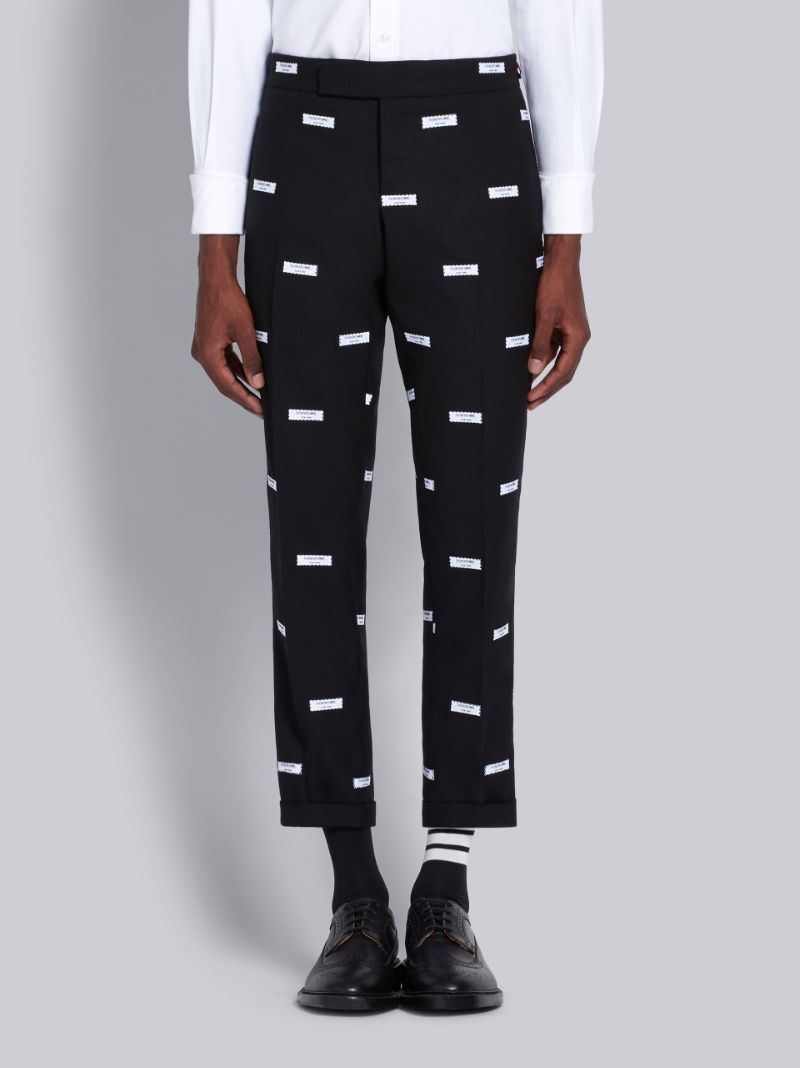 Black Fresco Label Embroidered Skinny Trouser 