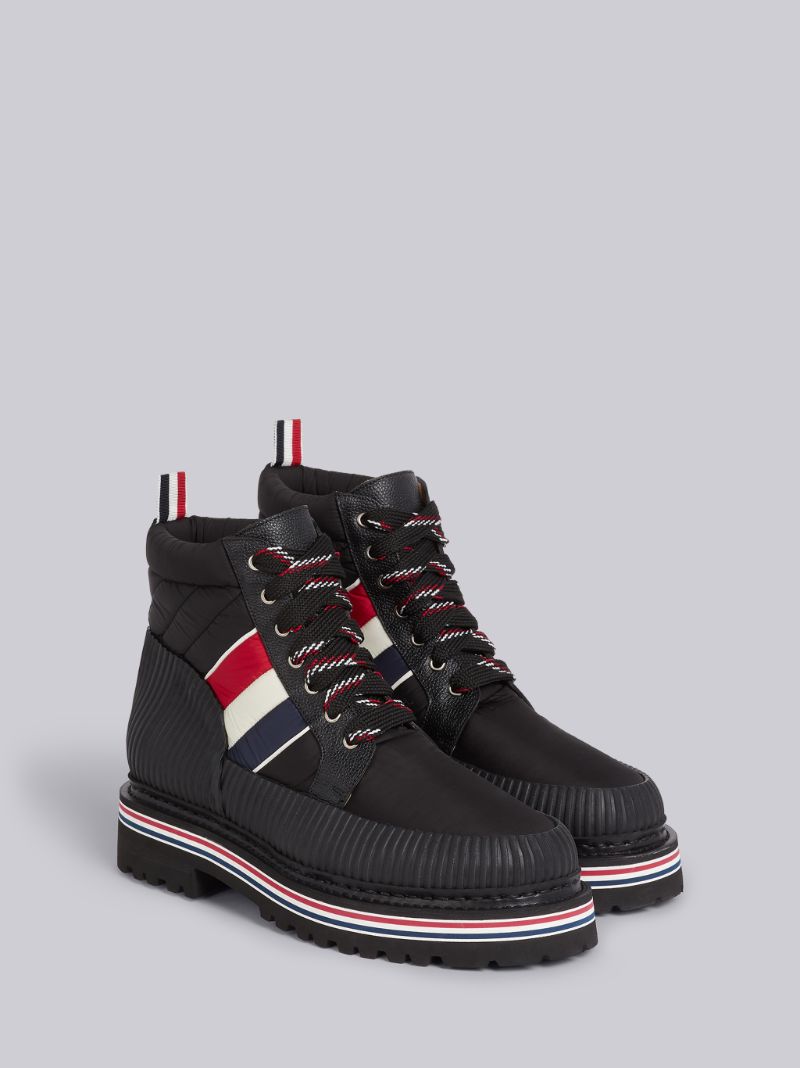 Black Nylon All Terrain Tricolor Stripe Boot