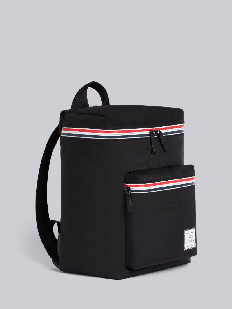 Black Nylon Tricolor Zipper Backpack