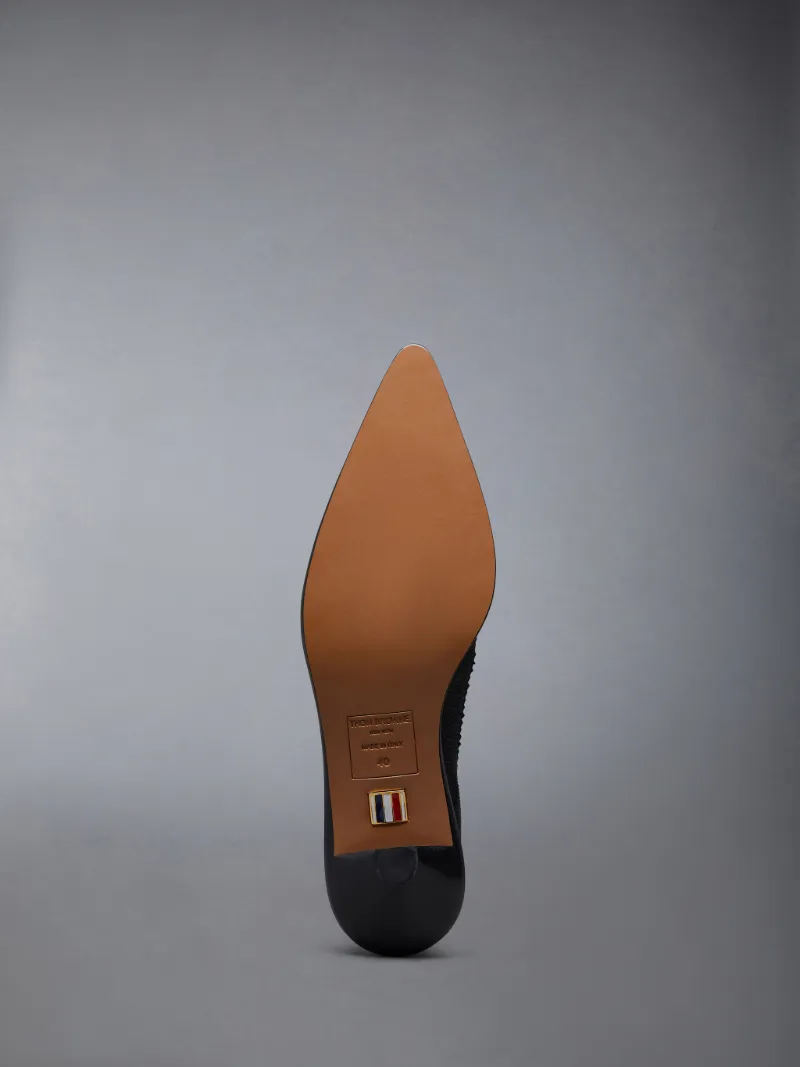 Black Pebble Grain Leather 50mm Curved Heel Longwing Brogue Black Pebble Grain Leather 50mm Curved Heel Longwing Brogue