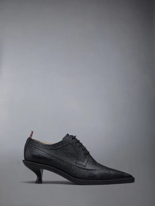 Black Pebble Grain Leather 50mm Curved Heel Longwing Brogue