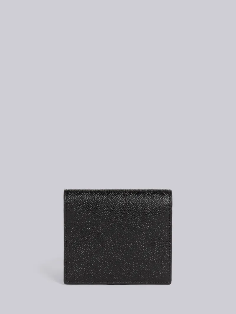 Black Pebble Grain Leather Bow Detail Double Card Holder