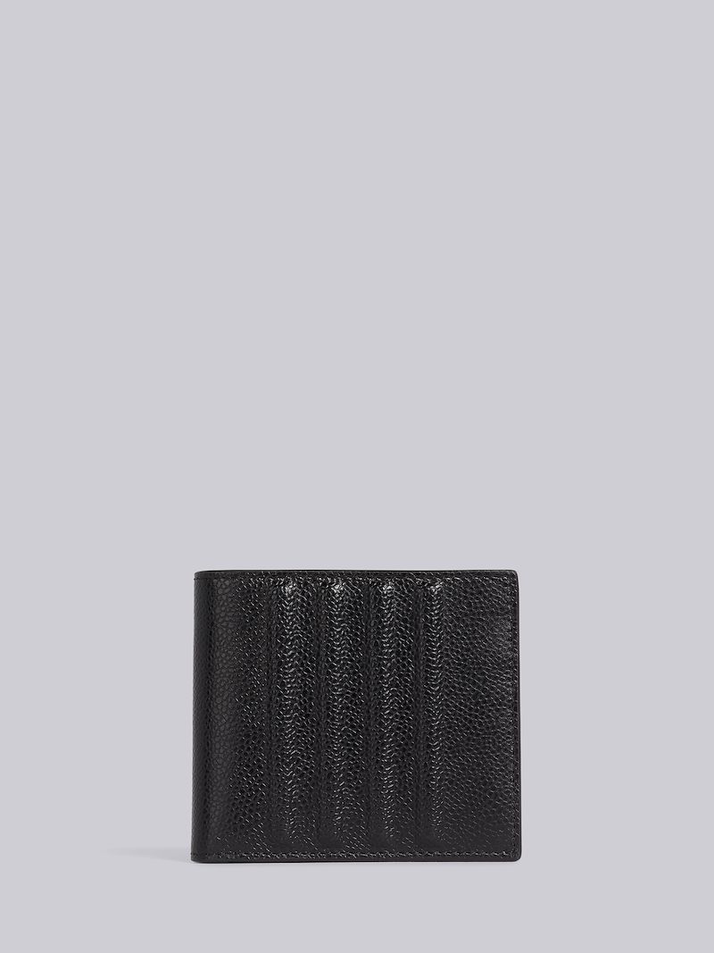 Black Pebble Grain Leather Debossed 4-Bar Billfold