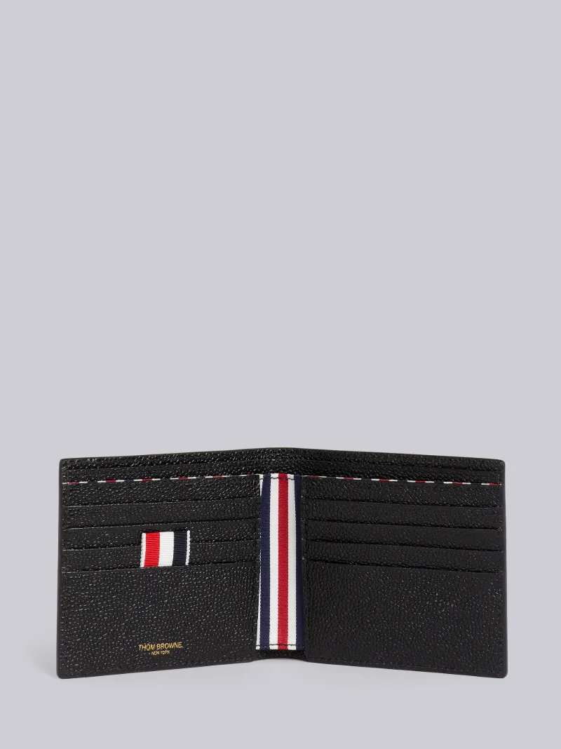 Black Pebble Grain Leather Debossed 4-Bar Billfold