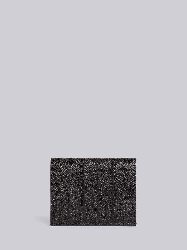 Black Pebble Grain Leather Debossed 4-Bar Double Card Holder