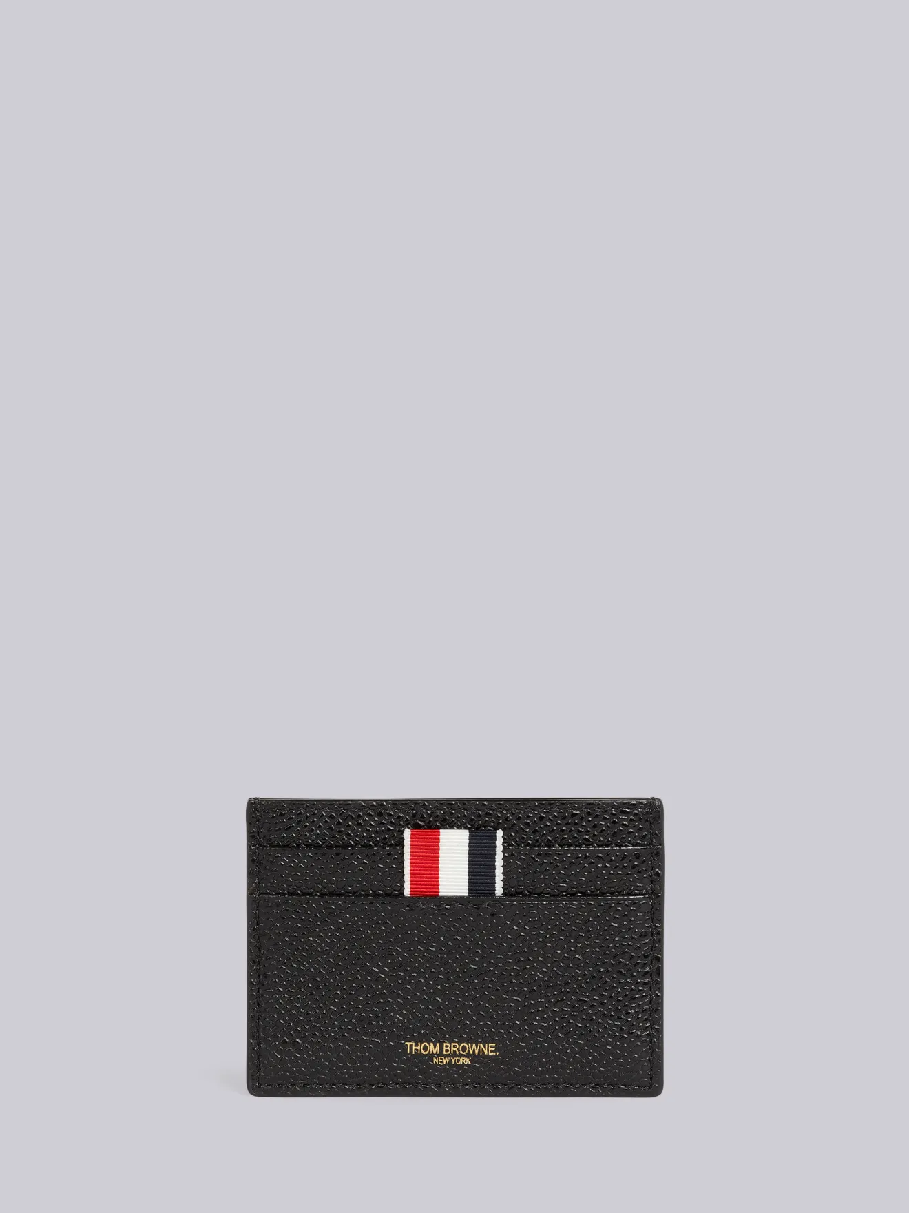 Black Pebble Grain Leather Debossed 4-Bar Single Card Holder