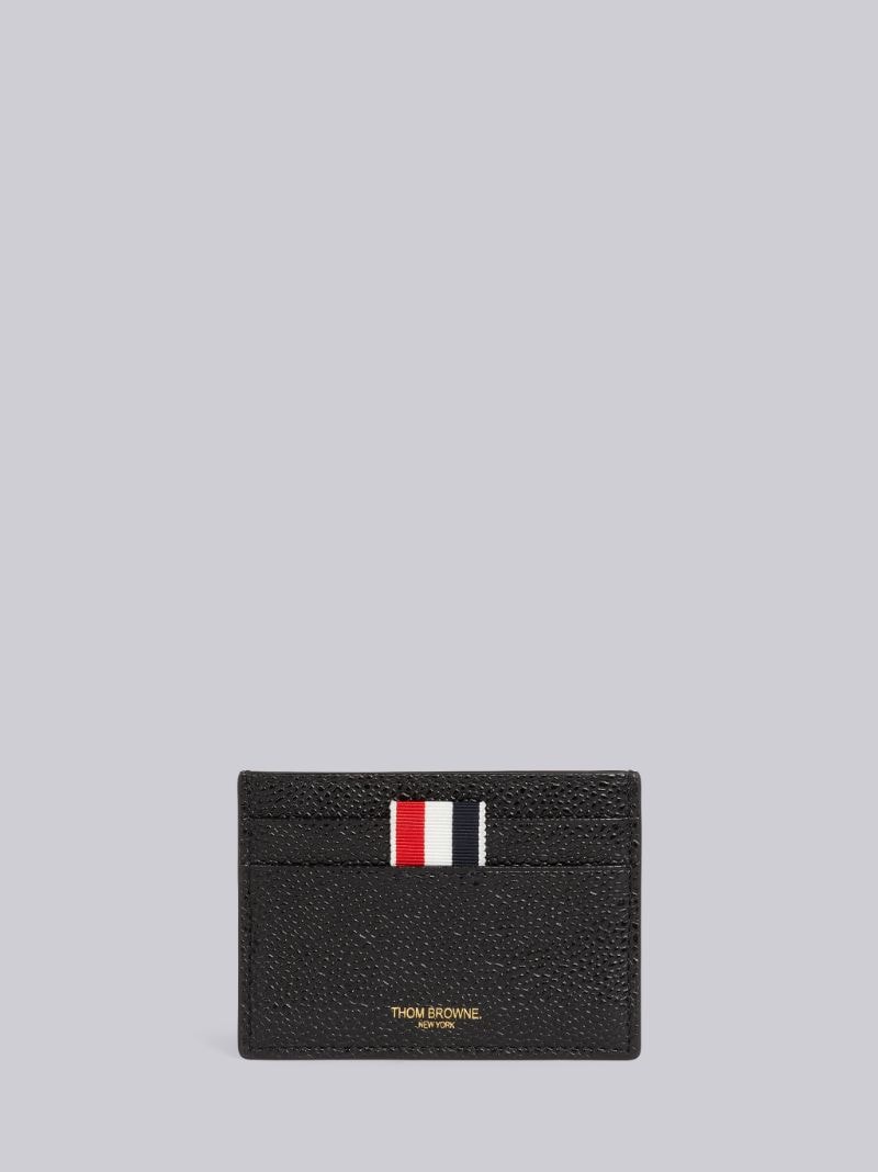 Black Pebble Grain Leather Debossed 4-Bar Single Card Holder