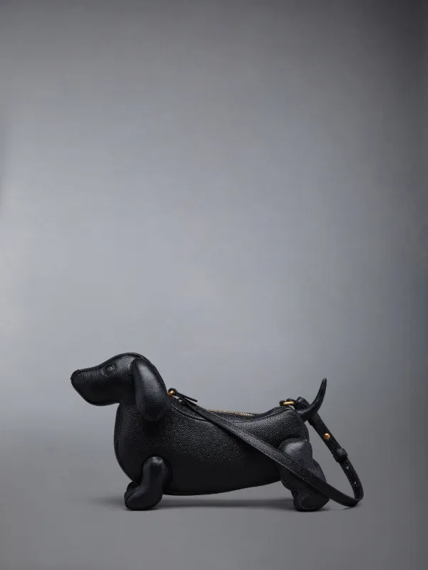 Black Pebble Grain Leather Hector Baguette Shoulder Bag