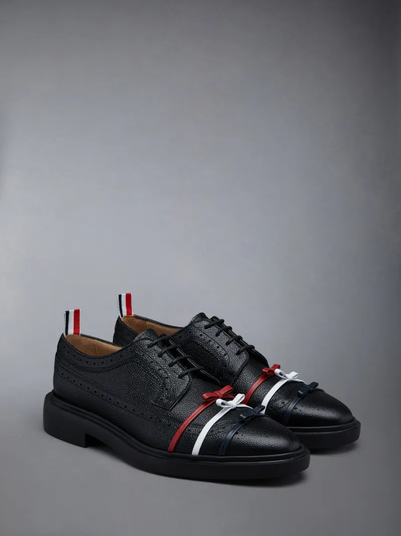Black Pebble Grain Leather Lightweight Rubber Sole 3-Bow Longwing Brogue Black Pebble Grain Leather Lightweight Rubber Sole 3-Bow Longwing Brogue