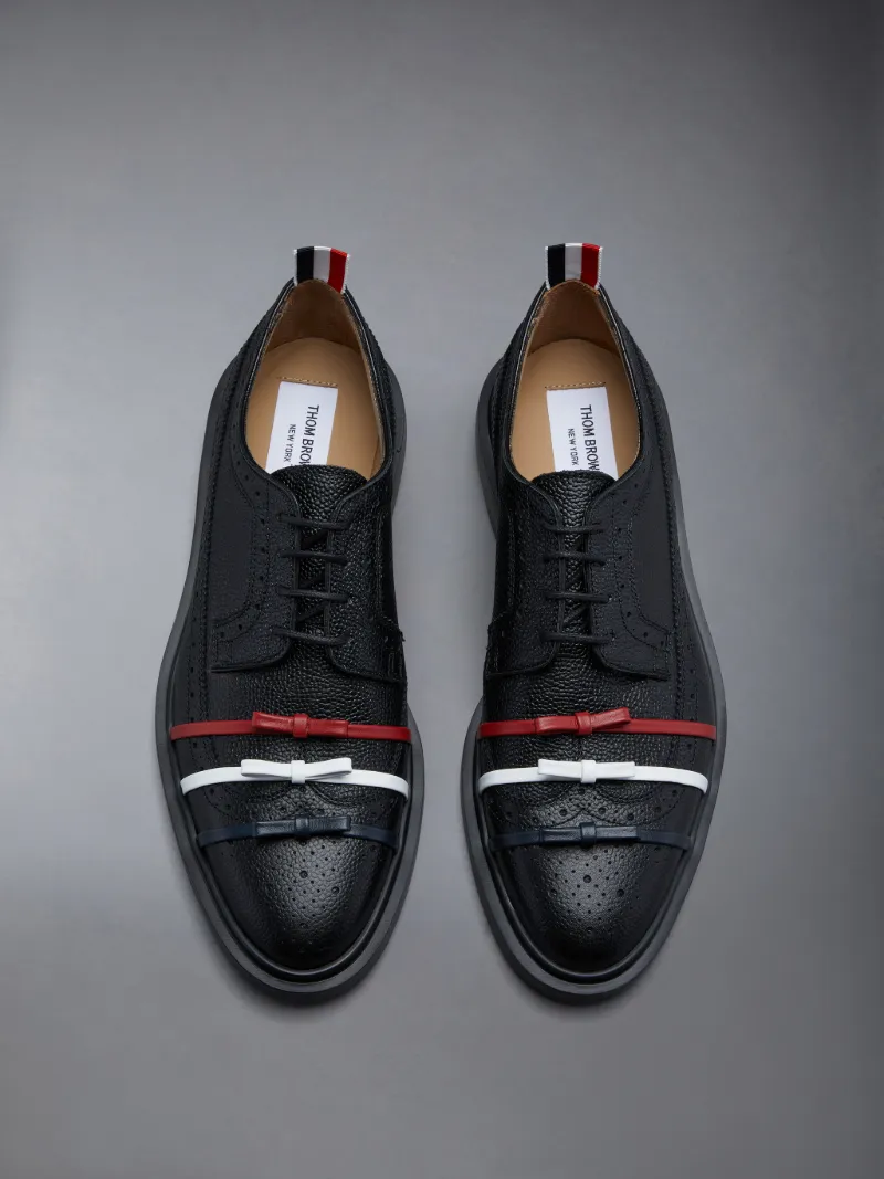 Black Pebble Grain Leather Lightweight Rubber Sole 3-Bow Longwing Brogue Black Pebble Grain Leather Lightweight Rubber Sole 3-Bow Longwing Brogue