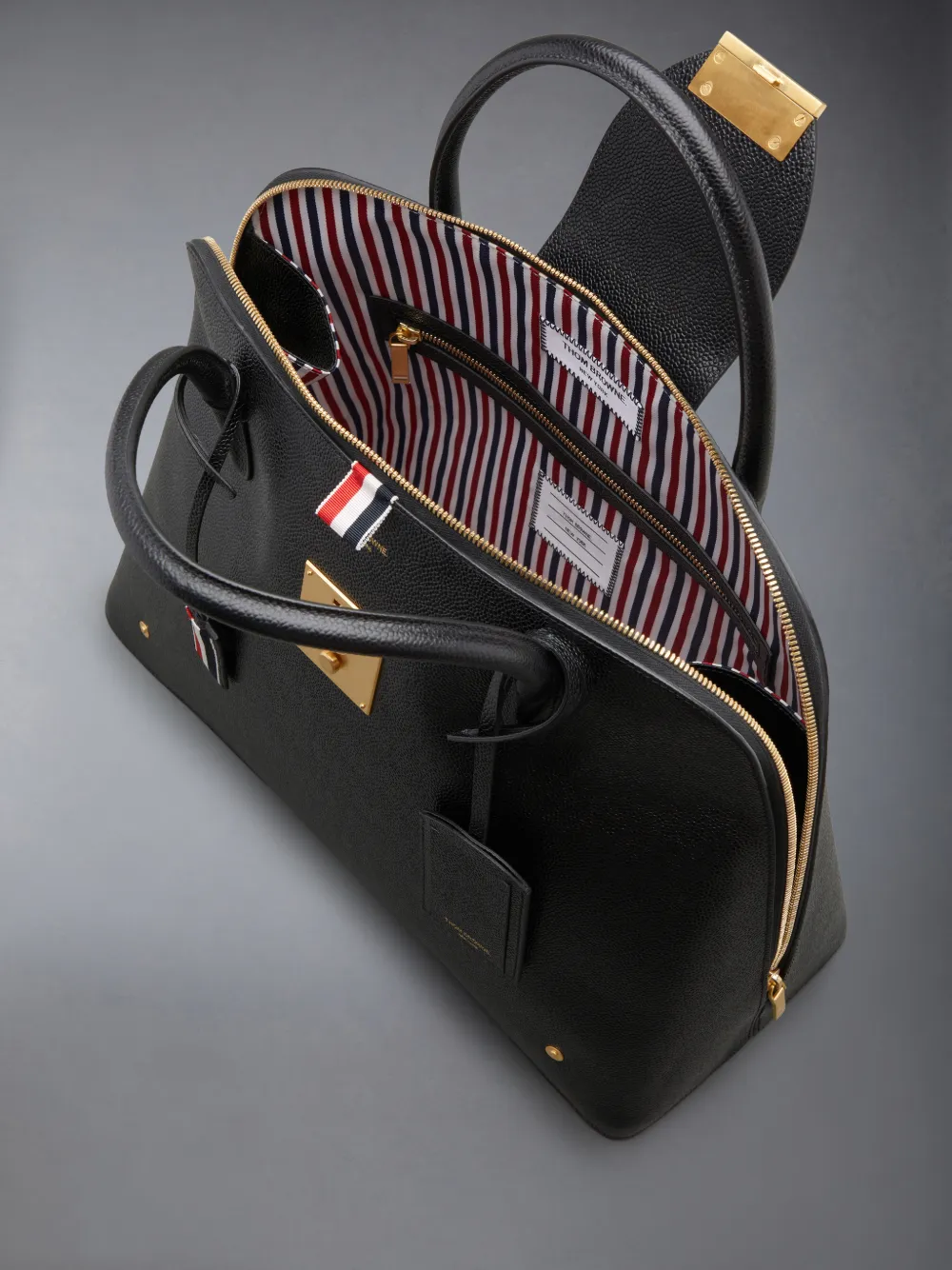 Black Pebble Grain Leather Mr. Thom Satchel Bag | Thom Browne