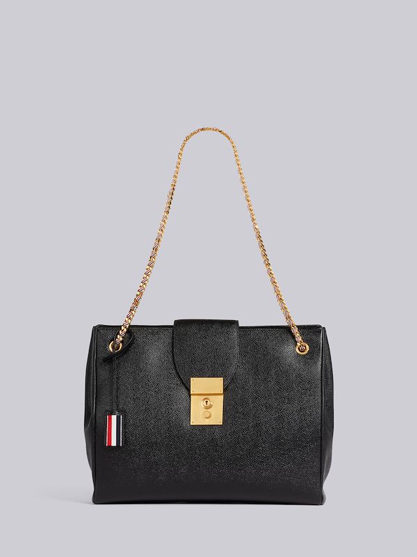 Black Pebble Grain Leather Mrs. Thom Chain Tote