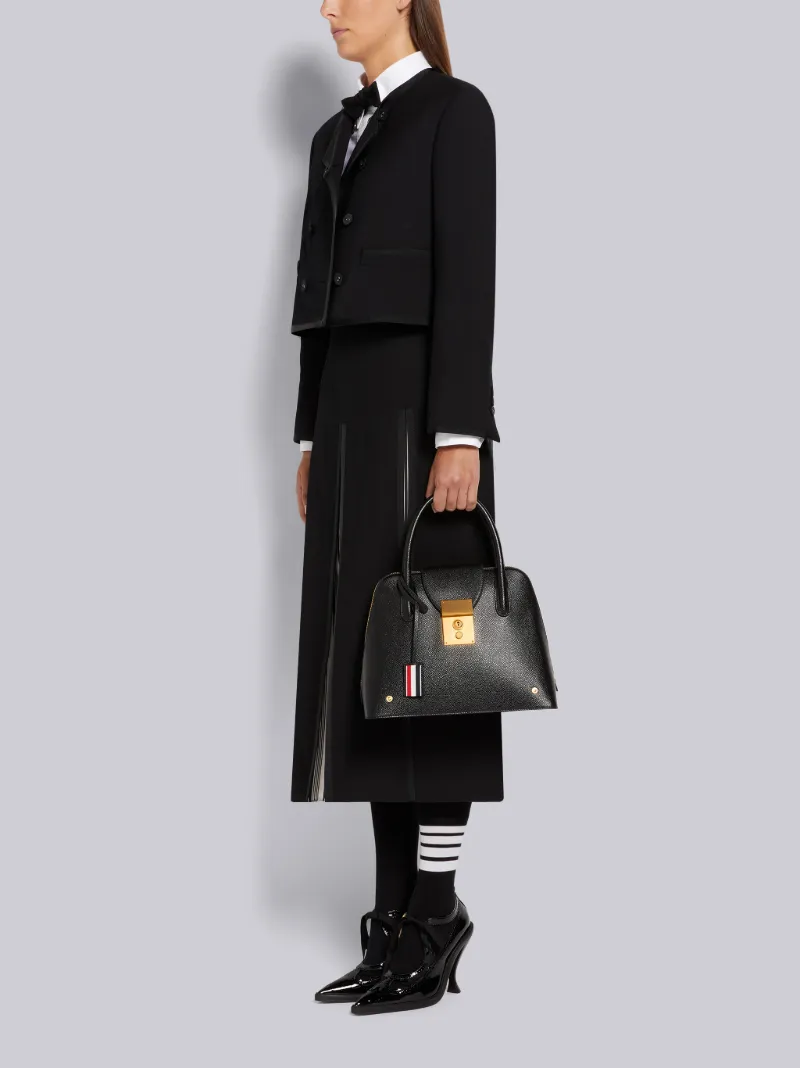 Black Pebble Grain Leather Removable Shoulder Strap Mrs. Thom Satchel