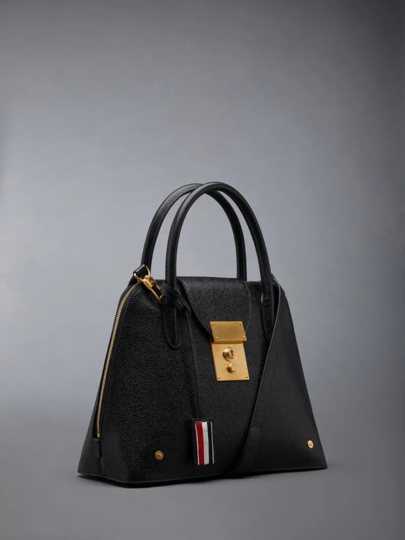 Black Pebble Grain Leather Removable Shoulder Strap Mrs. Thom Satchel Black Pebble Grain Leather Removable Shoulder Strap Mrs. Thom Satchel