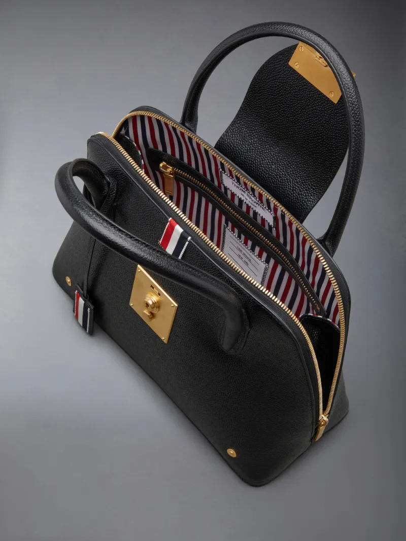 Black Pebble Grain Leather Removable Shoulder Strap Mrs. Thom Satchel Black Pebble Grain Leather Removable Shoulder Strap Mrs. Thom Satchel