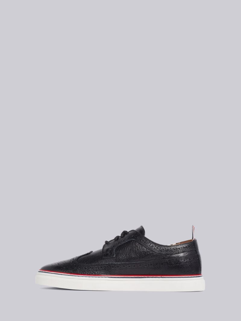 Black Pebbled 4-Bar Brogue Sneaker