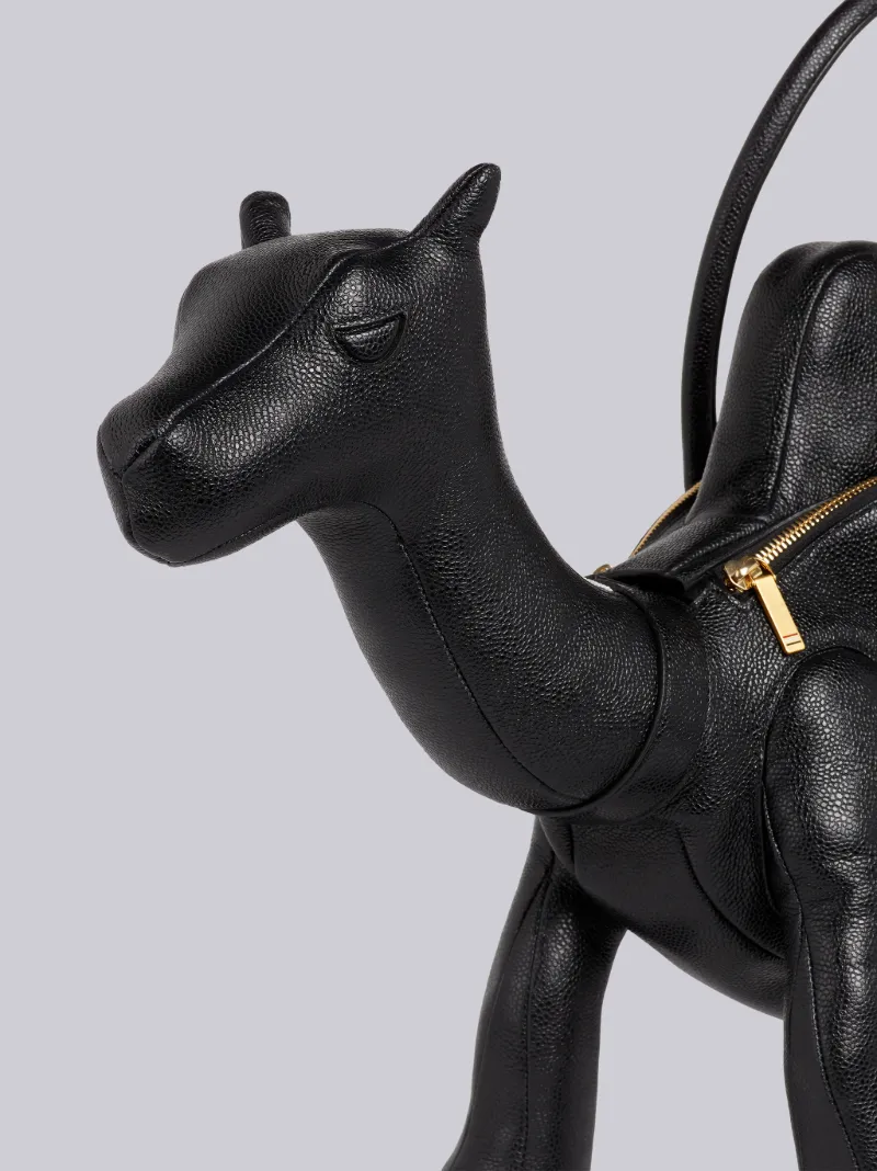 Black Pebbled Calfskin Camel Bag | Thom Browne Black Pebbled Calfskin Camel Bag | Thom Browne