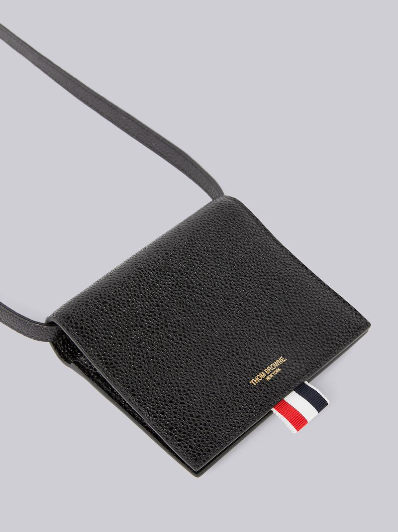 Black Pebbled Calfskin Crossbody Card Holder