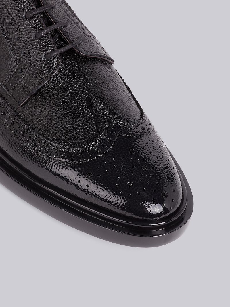 Black Pebbled Calfskin Dipped Longwing Brogue Thom Browne Official