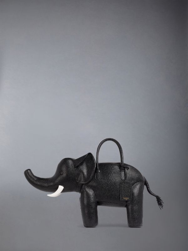Black Pebbled Calfskin Elephant Bag