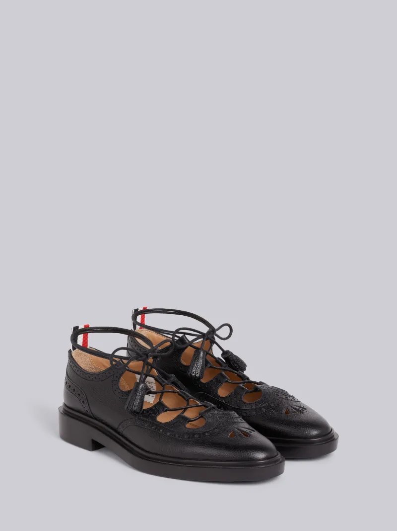 Black Pebbled Calfskin Ghillie Brogue