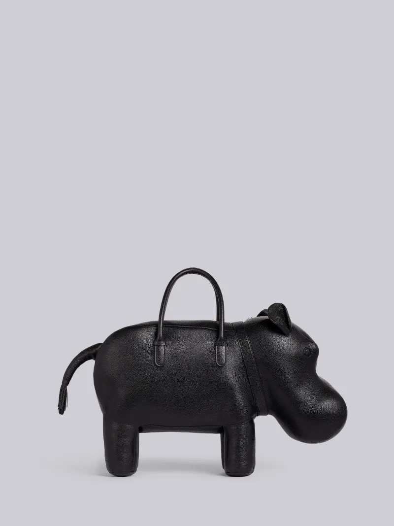Black Pebbled Calfskin Hippo Bag