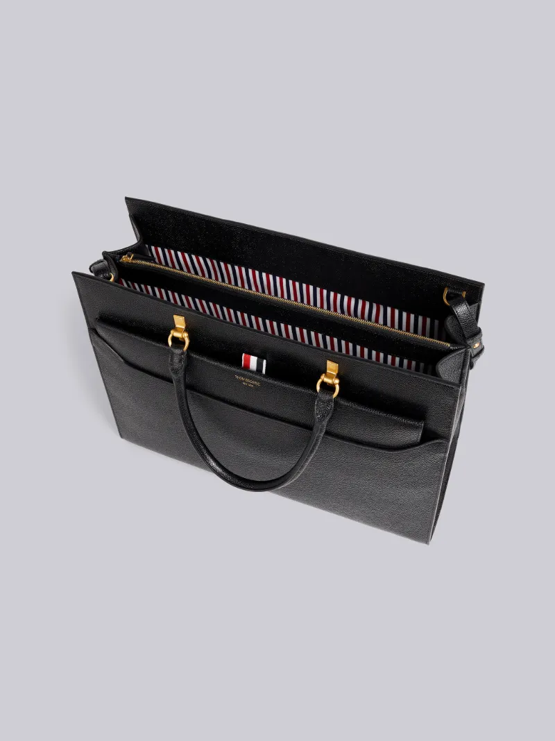 Black Pebbled Calfskin Large Duet Tote