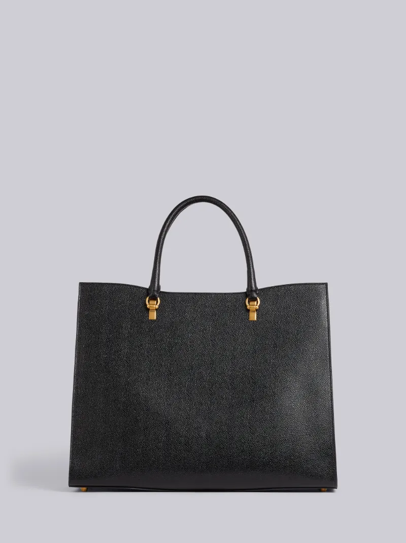 Black Pebbled Calfskin Large Duet Tote