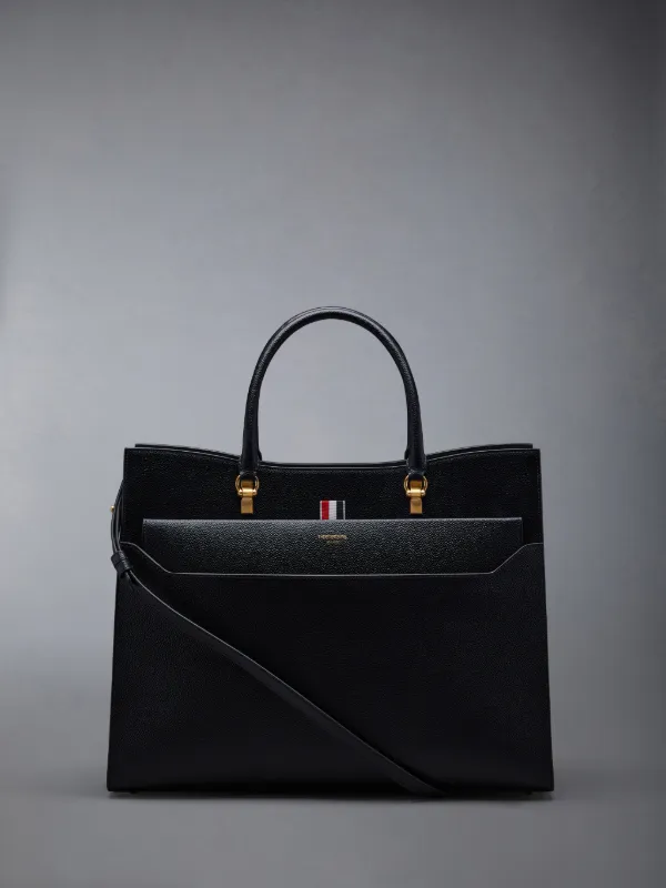 Black Pebbled Calfskin Large Duet Tote