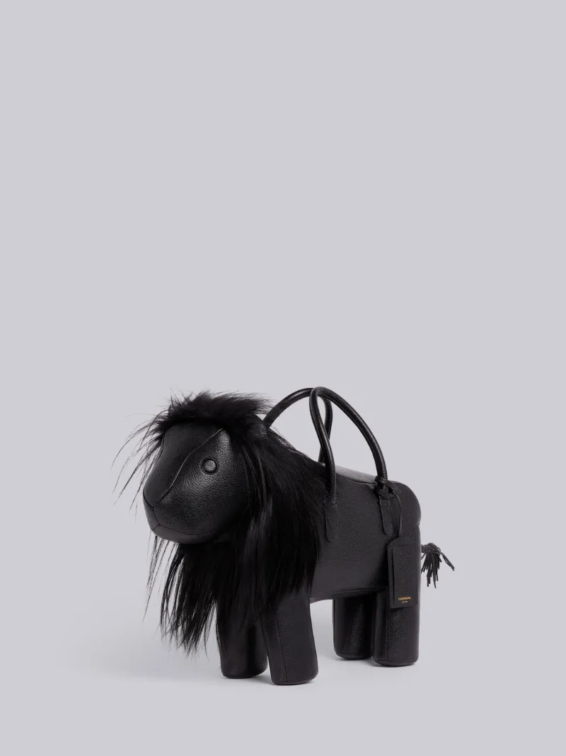 Black Pebbled Calfskin Lion Bag