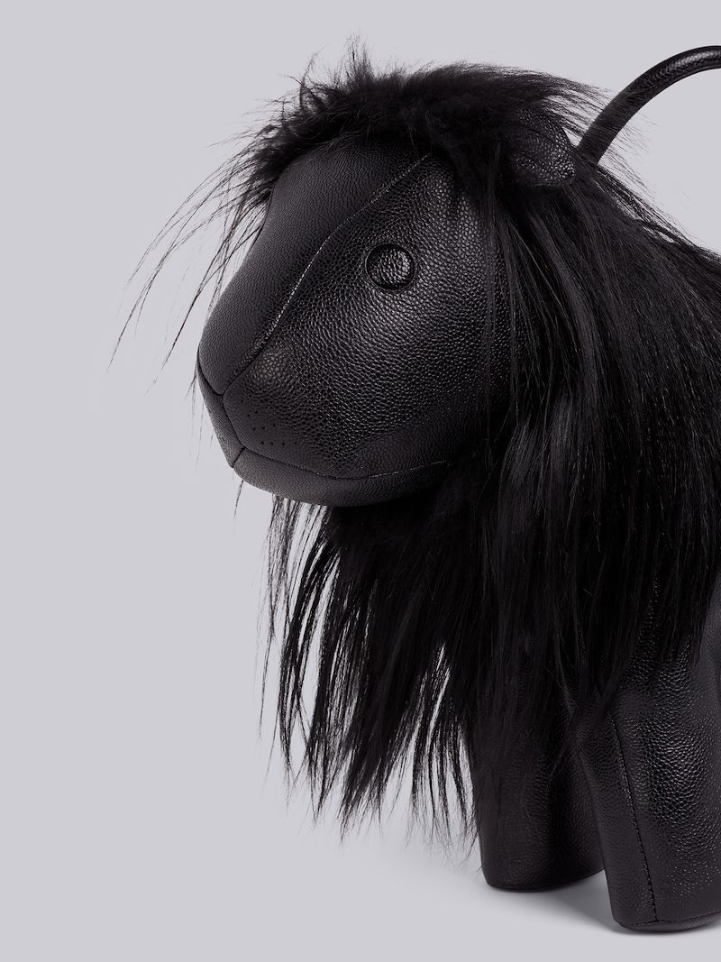 Black Pebbled Calfskin Lion Bag