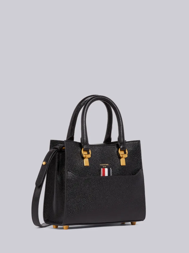 Black Pebbled Calfskin Mini Duet Tote Bag