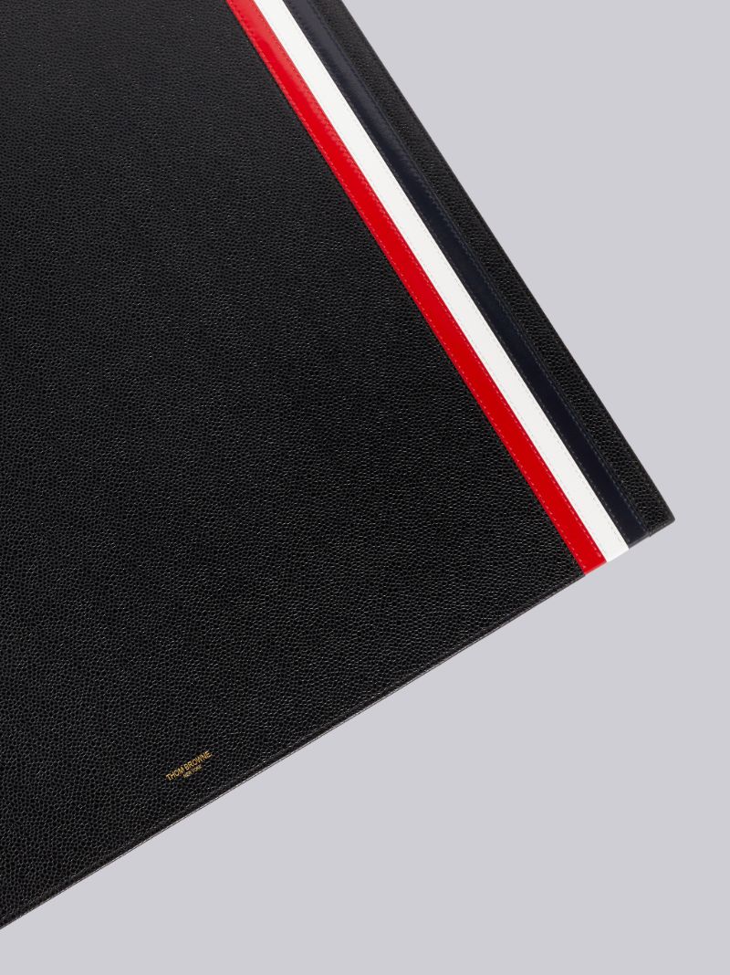 Black Pebbled Calfskin Multi-Color Stripe Desk Pad