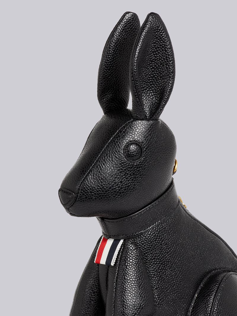 Black Pebbled Calfskin Small Leather Shoulder Strap Rabbit Bag