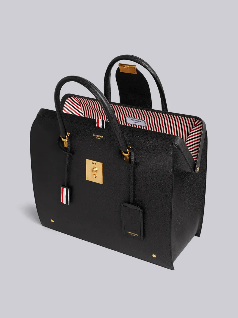 Black Pebbled Calfskin Webbing Shoulder Strap Mr. Thom Bag