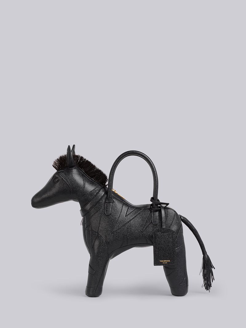 Black Pebbled Calfskin Zebra Bag
