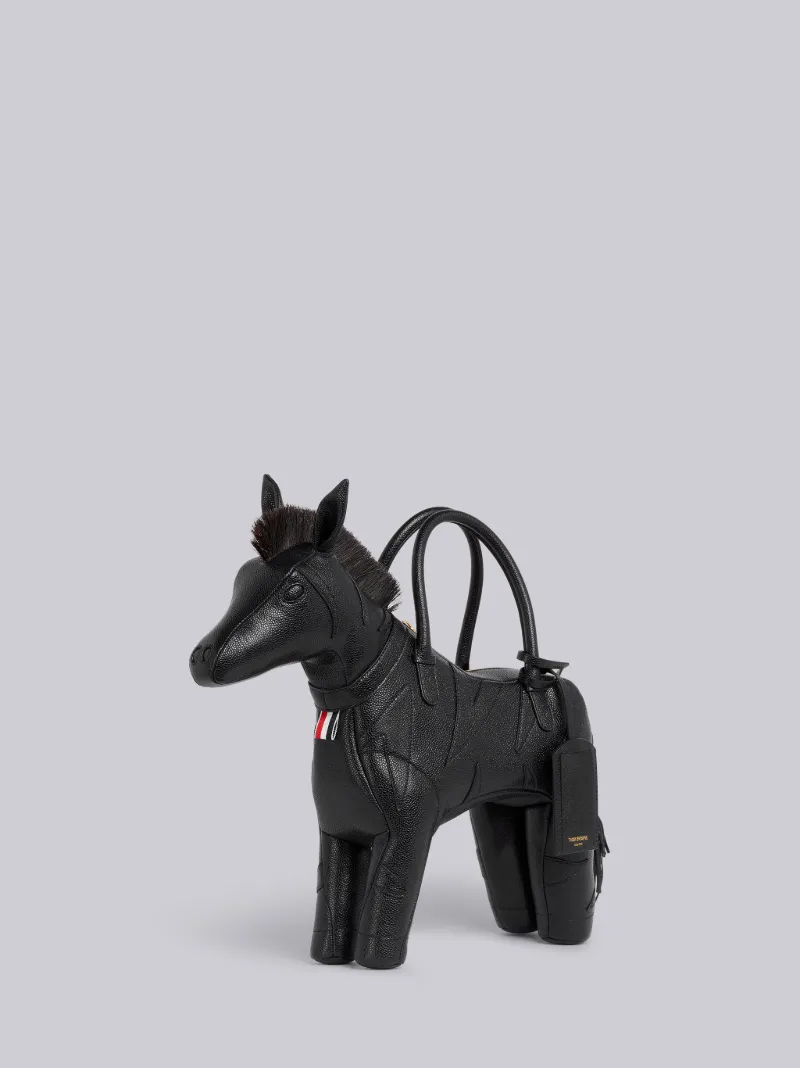 Black Pebbled Calfskin Zebra Bag