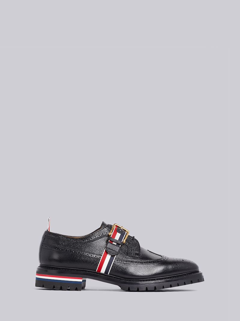 Black Pebbled RWB Strap Brogue 