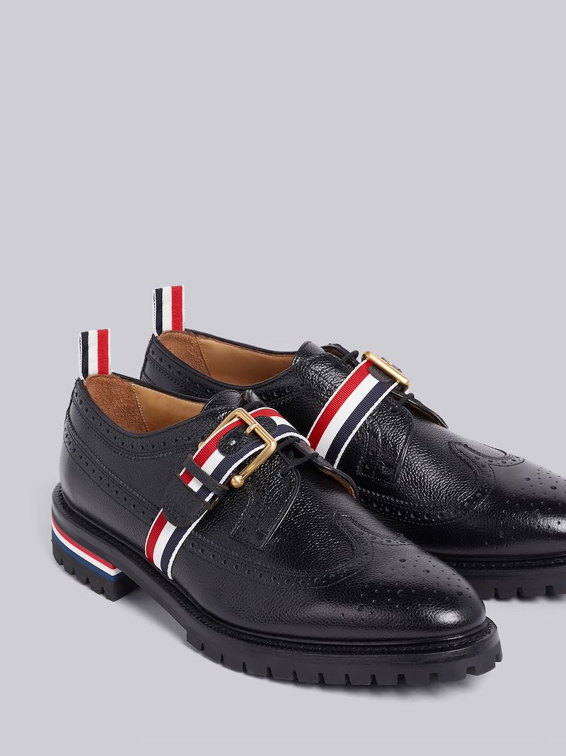 Black Pebbled RWB Strap Brogue 