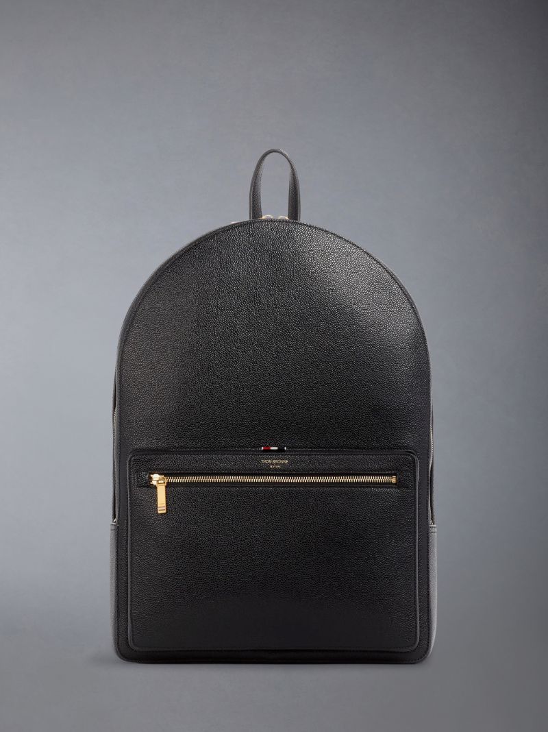 Black Pebbled Structured Backpack
