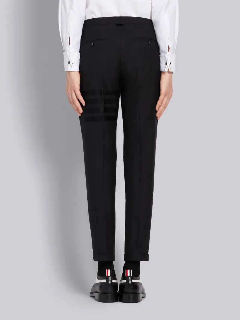 Black Plain Weave Suiting Skinny 4-Bar Trouser