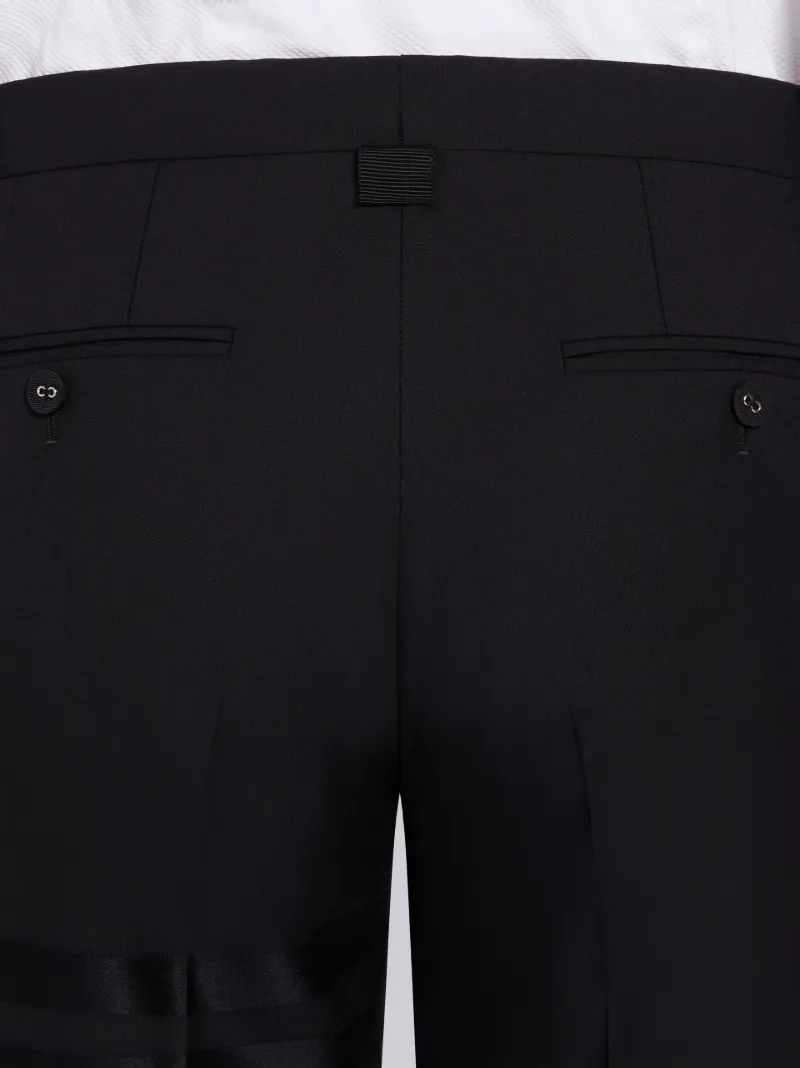 Black Plain Weave Suiting Skinny 4-Bar Trouser