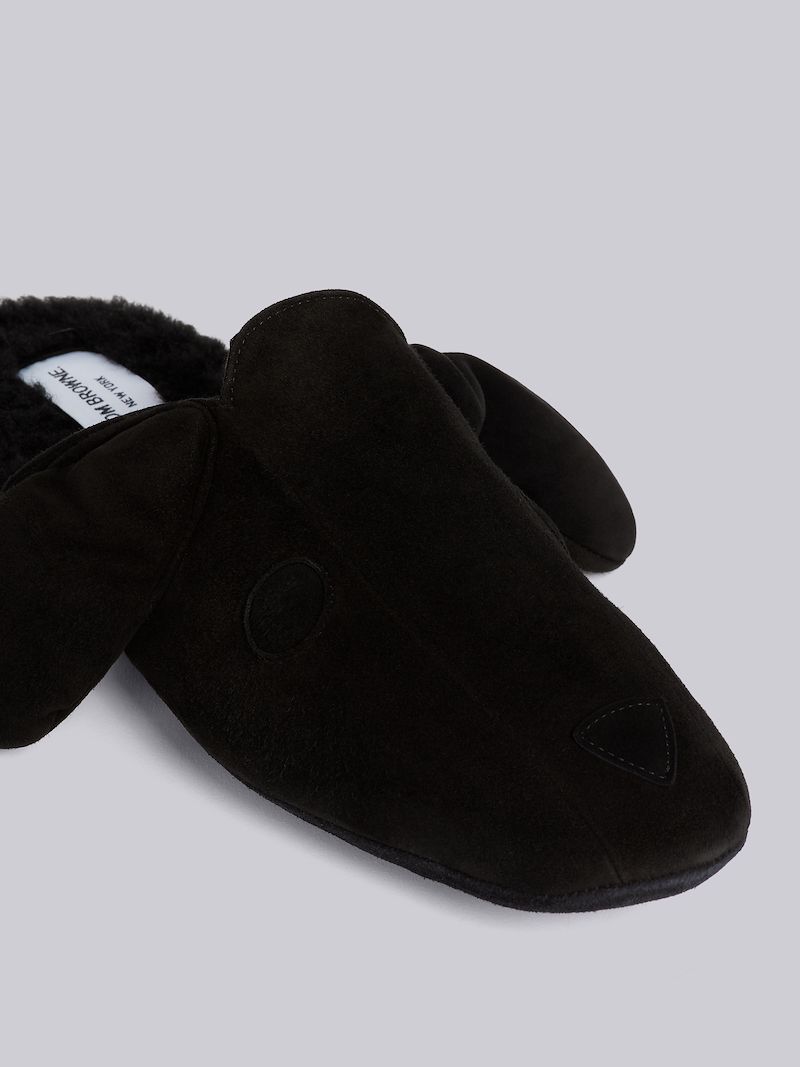 Black Shearling and Suede Hector Slipper