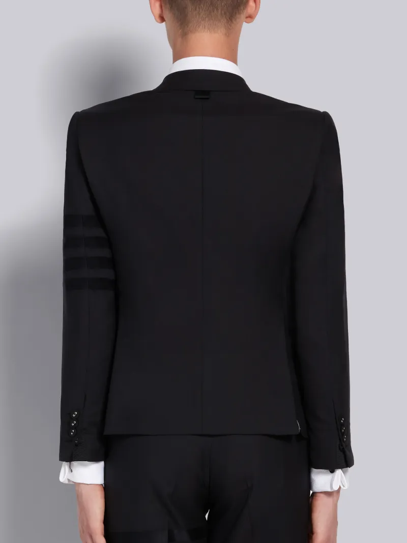 Black Silk Faille High Armhole 4-Bar Sport Coat