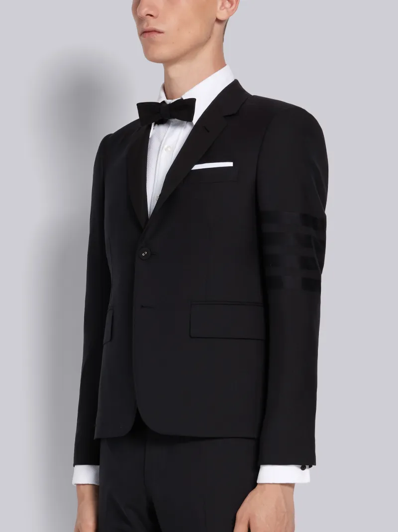 Black Silk Faille High Armhole 4-Bar Sport Coat