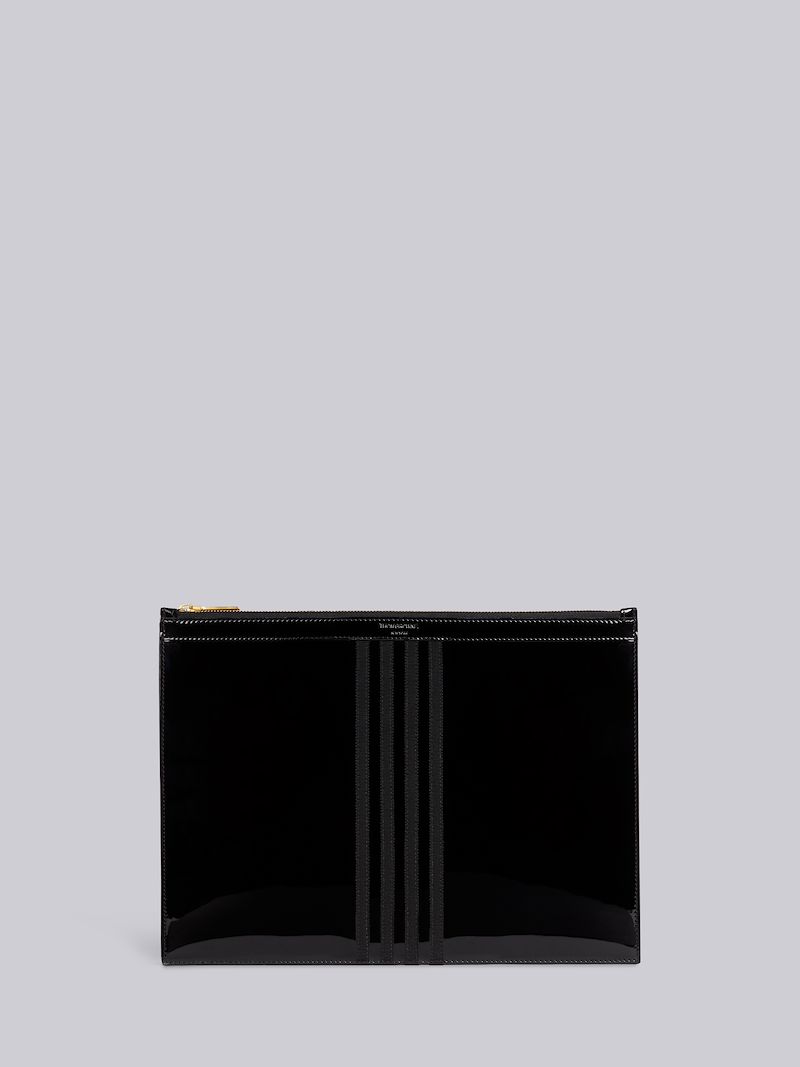 Black Soft Patent Leather Grosgrain 4-Bar Medium Document Holder
