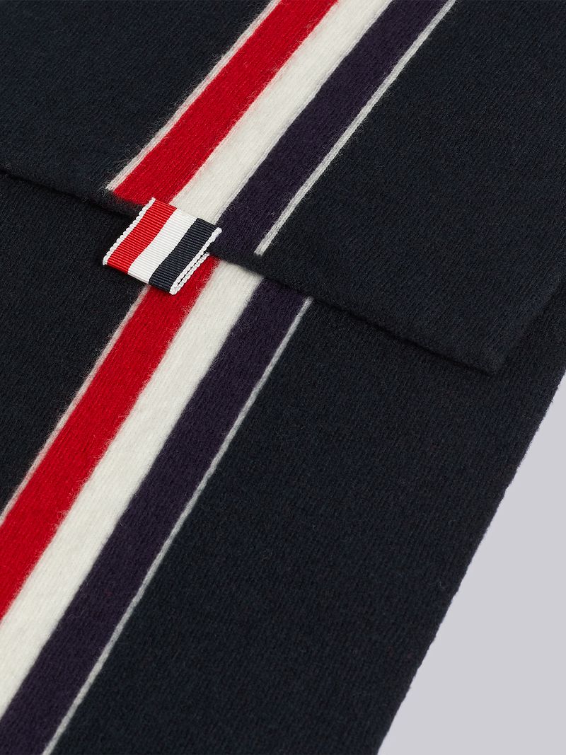 Black Superfine Merino Stripe Knit Scarf